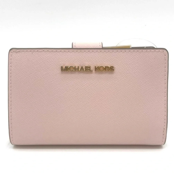 Michael Kors Medium Bifold Zip Chain Wallet Powder Blush - Picture 4 of 8